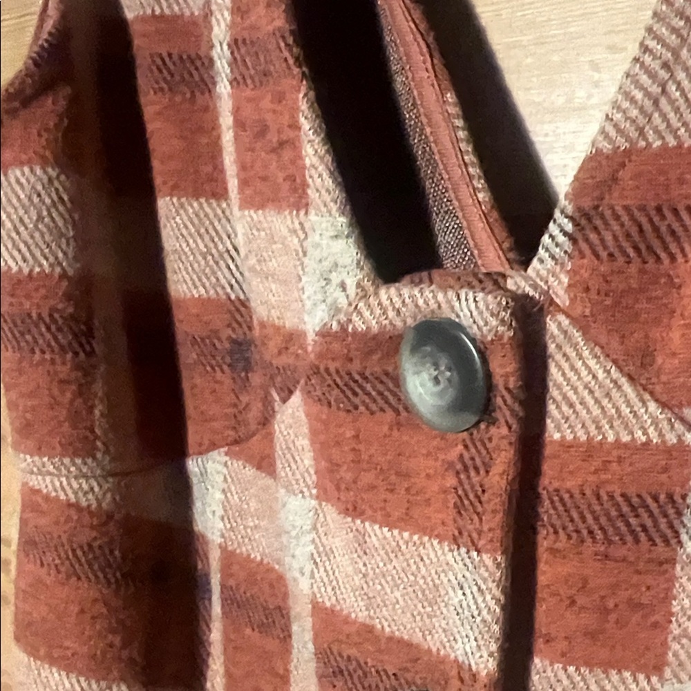 Miami Rust Plaid Button-Front Mini Dress - Picture 3 of 4